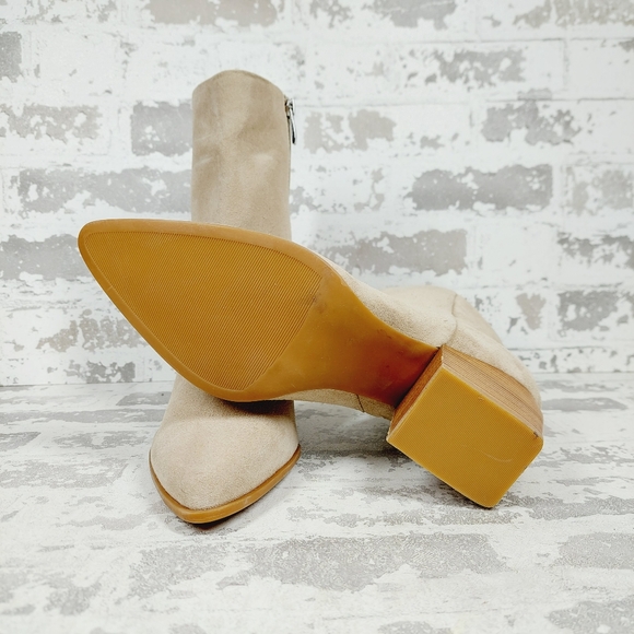 New Nordstrom Franka Cream Suede Block Heel Ankle Boots i 313 - Picture 8 of 11